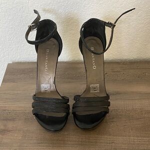Tano Elegant Black Ankle Strap Heels